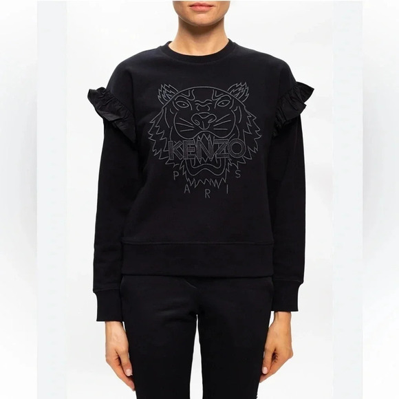 KENZO Black Crewneck with Logo Embroidery - Size S; Like New - Picture 7 of 10